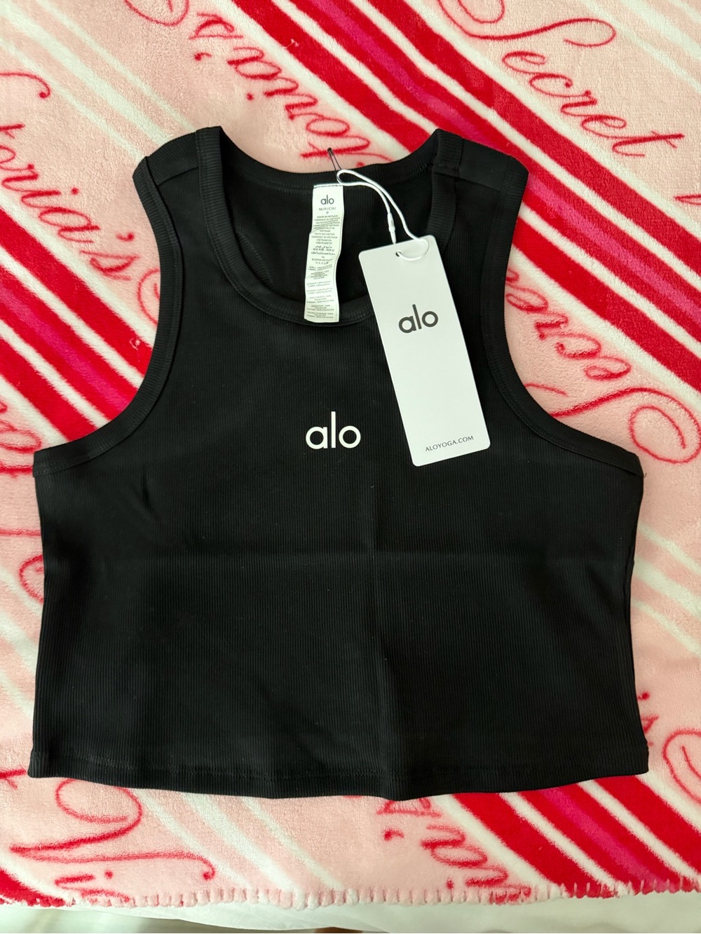 ALO Yoga Black Ribbed Cropped Tank Top